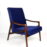 Czech armchair attributed to Jiri Jiroutek in dark blue fabric, 1970s