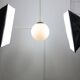 Large mid-century italian opaline & brass sphere pendant lamp