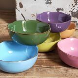 Six vintage multicolored ceramic bowls-cups