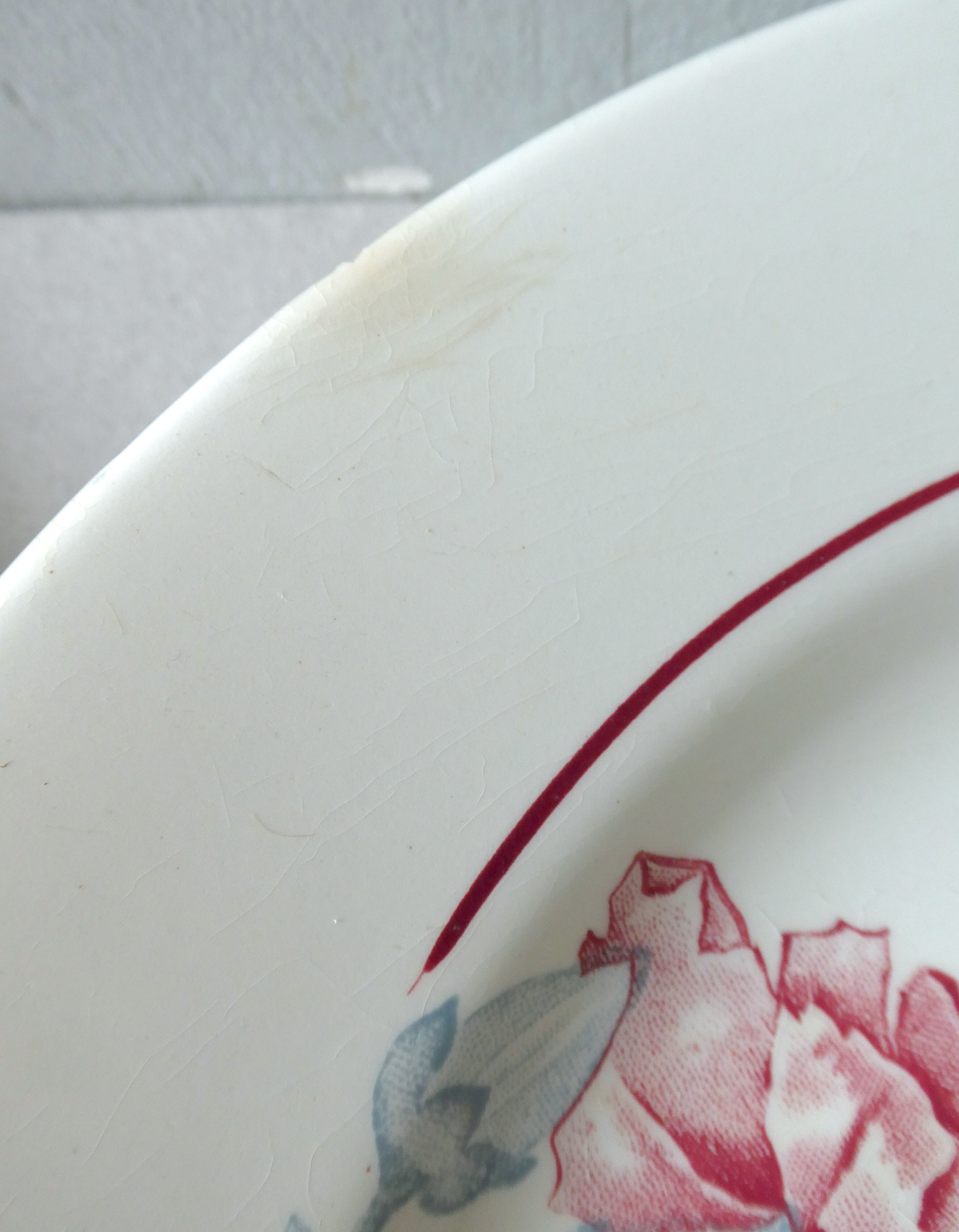 Set of 6 hollow plates, terre de fer saint amand, model antibes