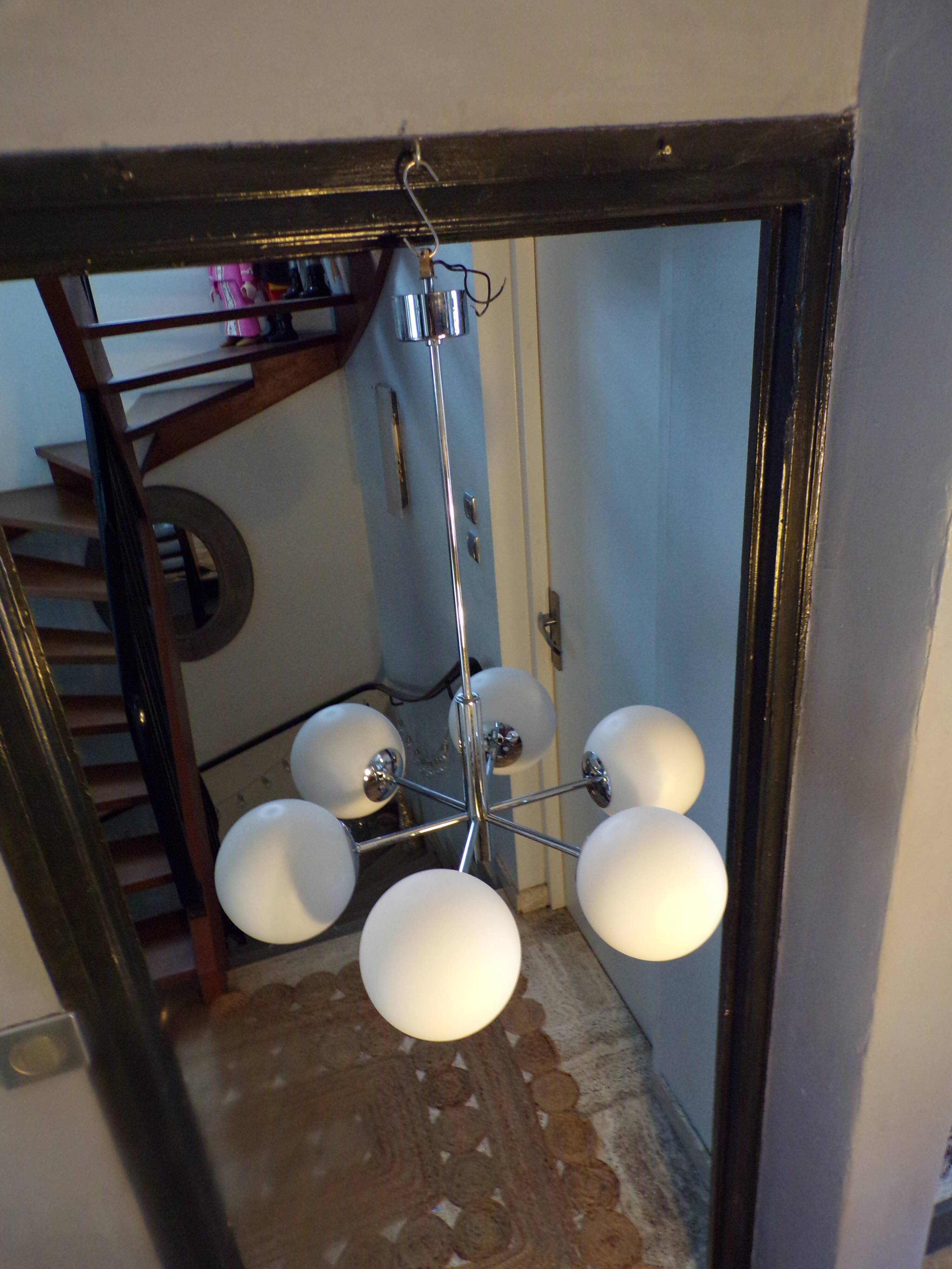 Italian chandelier 6 lights space age