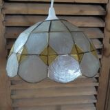Suspension lampshade Luminaire Mother-of-pearl Damier gilded brass old Dp 0322122