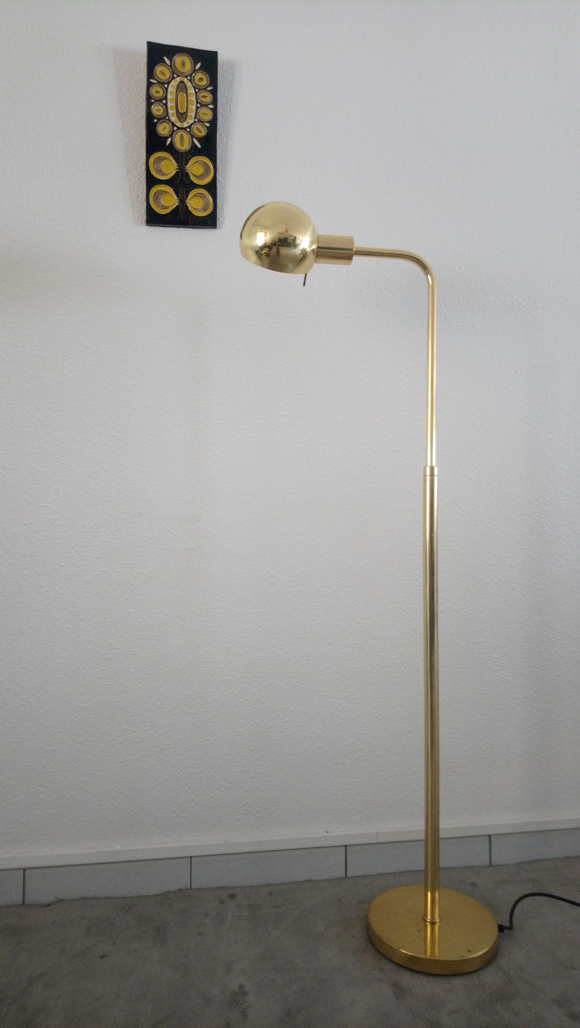 Lampadaire Métalarte en métal doré années 80