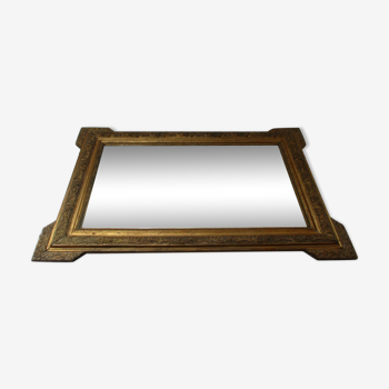Miroir encadrement bois et stuc dorés début XXème 59x83cm