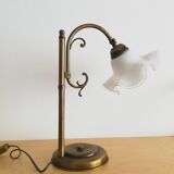 1960s brass and glass table lamp vintage