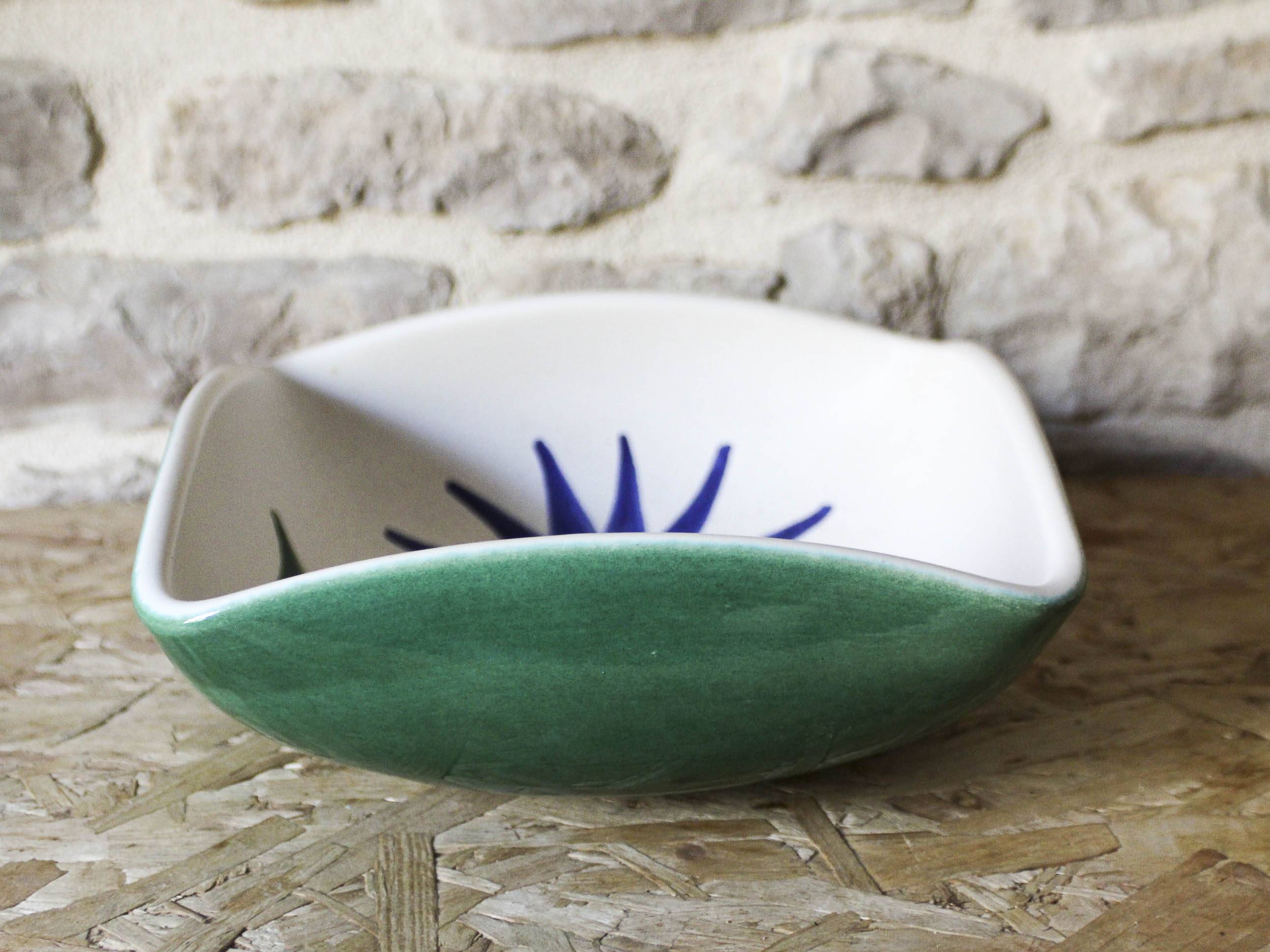 Green ceramic salad bowl Elchinger France