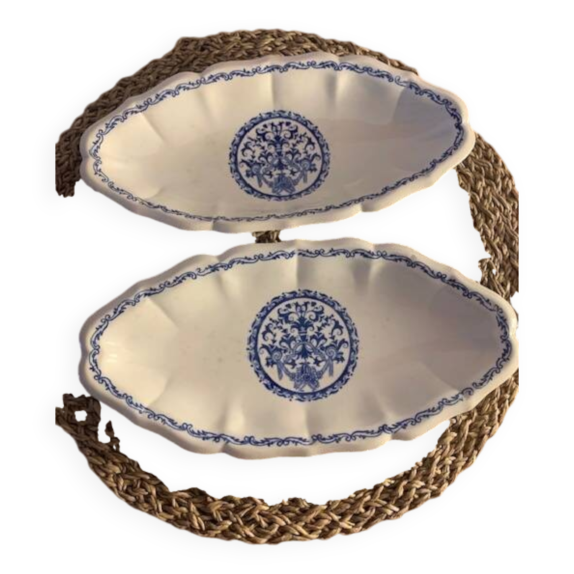 2 small oval dishes in Gien Rouan earthenware