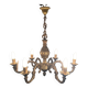 Grand lustre en bronze doré Style Louis XV à 6 bras de lumières époque XXe