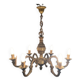 Grand lustre en bronze doré Style Louis XV à 6 bras de lumières époque XXe