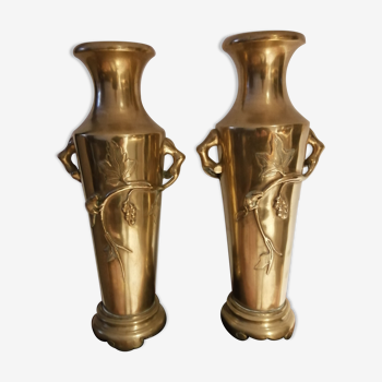 Paire de vases bronze chine ou indochine debut 20eme