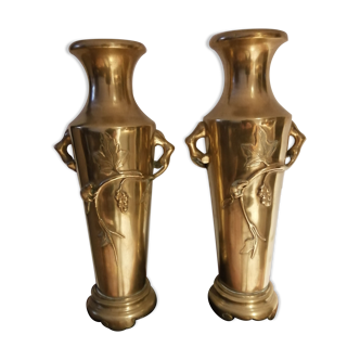 PAIR OF BRONZE VASES CHINA OR INDOCHINA EARLY 20TH