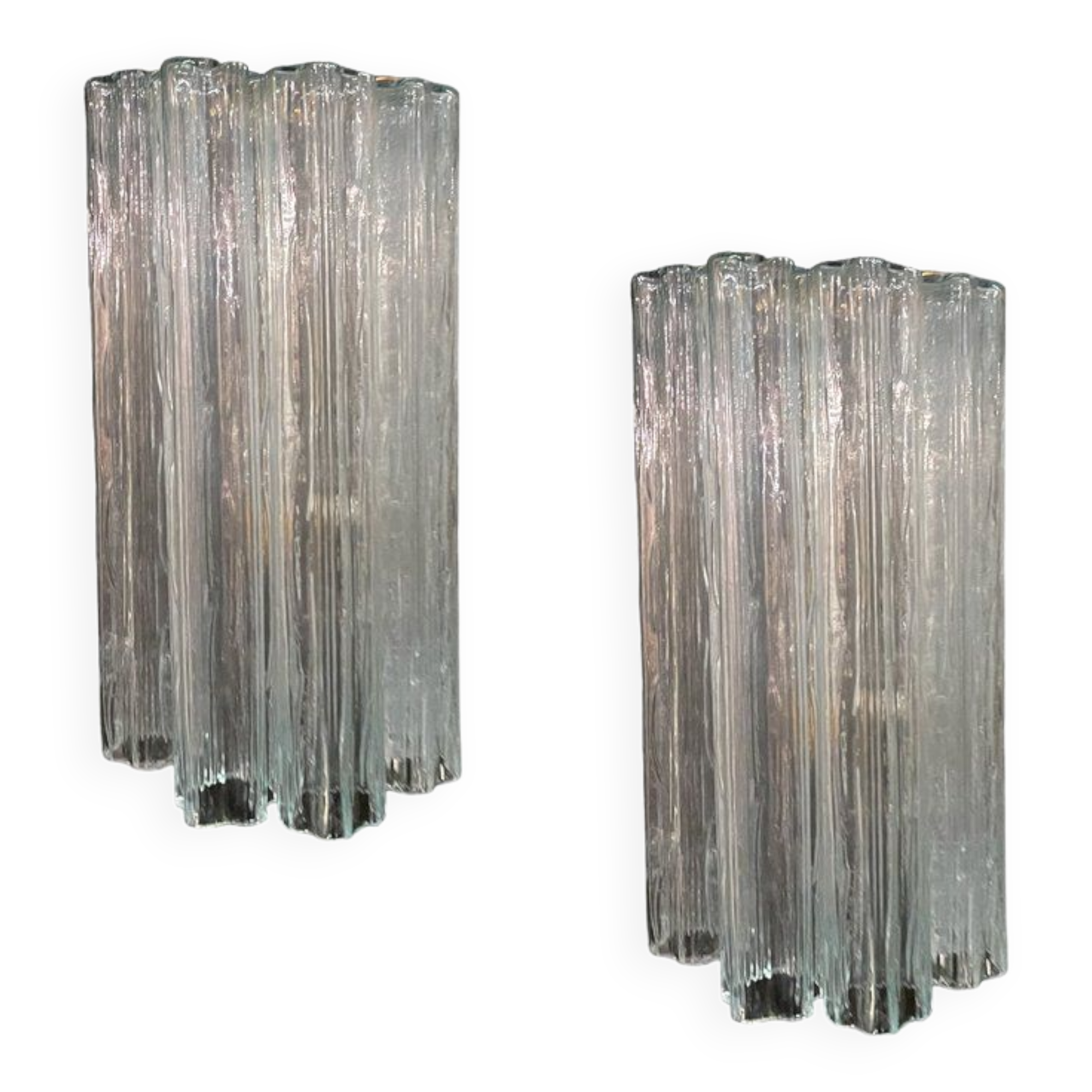 Murano glass tube tronchi sconces, 1980s, set of 2