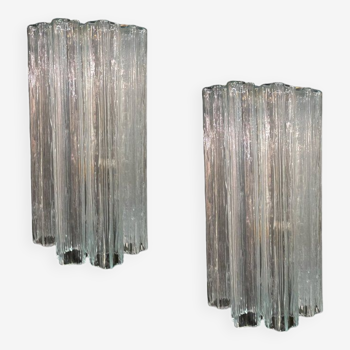 Murano glass tube tronchi sconces, 1980s, set of 2