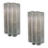 Murano glass tube tronchi sconces, 1980s, set of 2