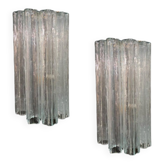 Murano glass tube tronchi sconces, 1980s, set of 2