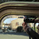 Yellow and pink golden mirror Louis Philippe style