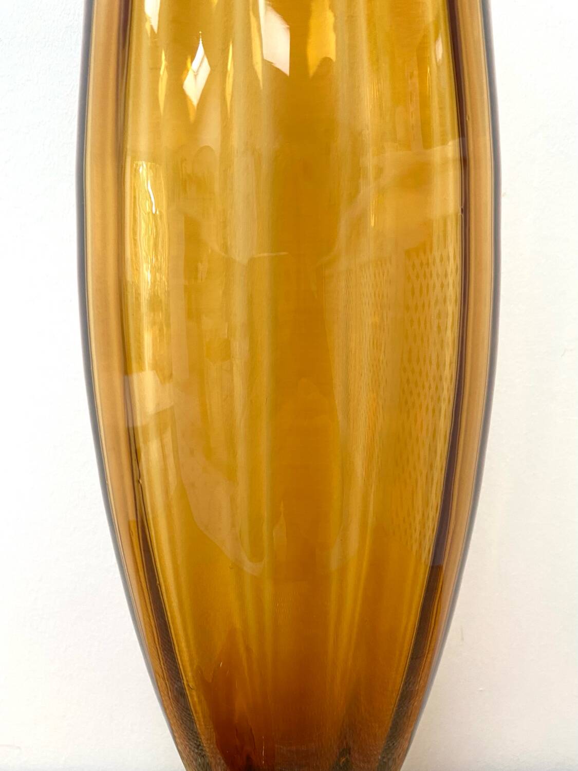 Large XL candy jar Empoli Italy in amber blown glass - 1960s