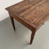 Walnut and pine drapery farmhouse table