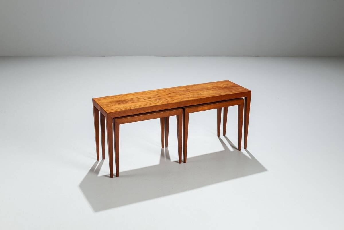 3 tables gigognes en teck par Severin Hansen pour Haslev, Danemark 1960