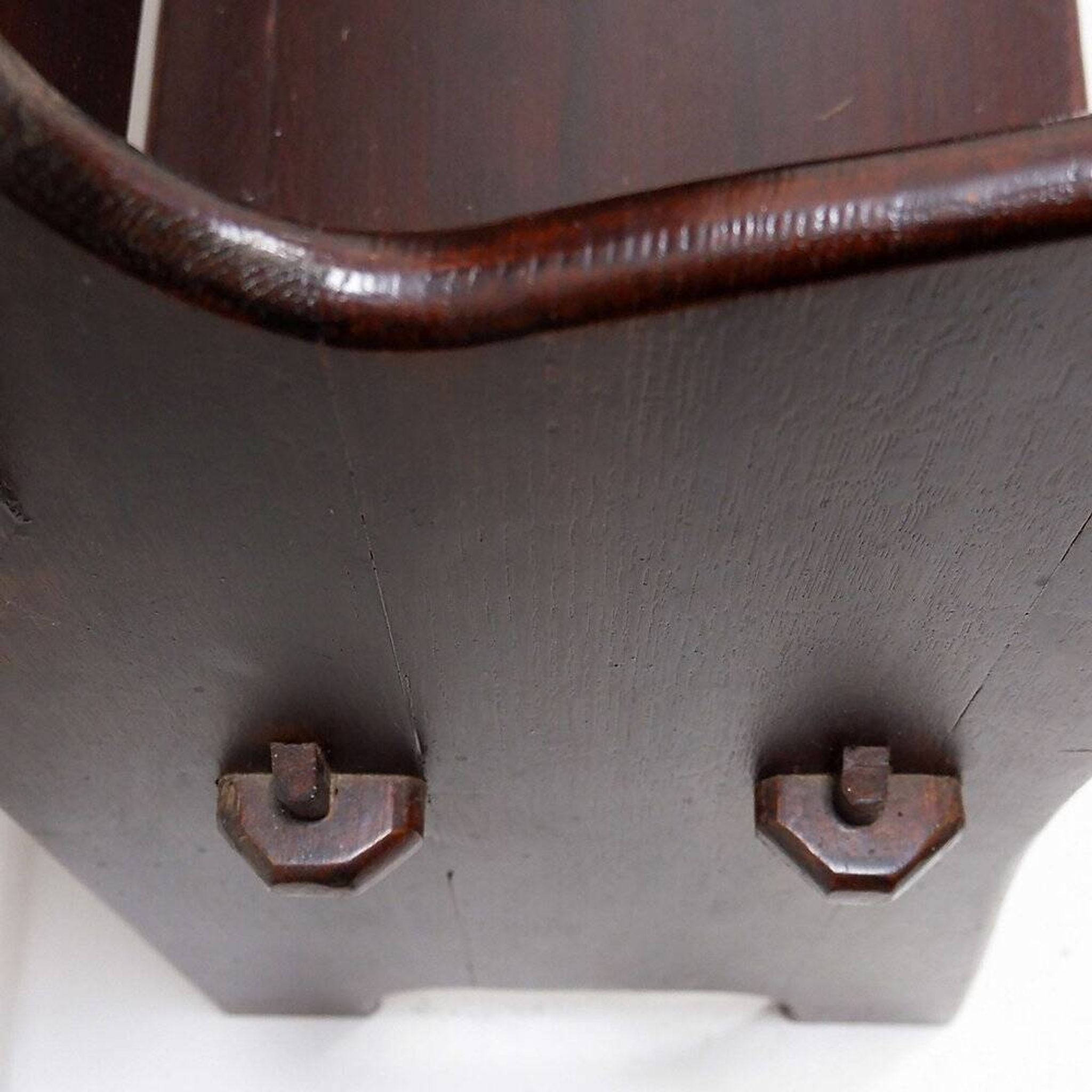 Vintage solid wood church bench from the 20th century.