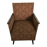 Set de 2 fauteuils mid-century en noyer, couleur marron - années 1950