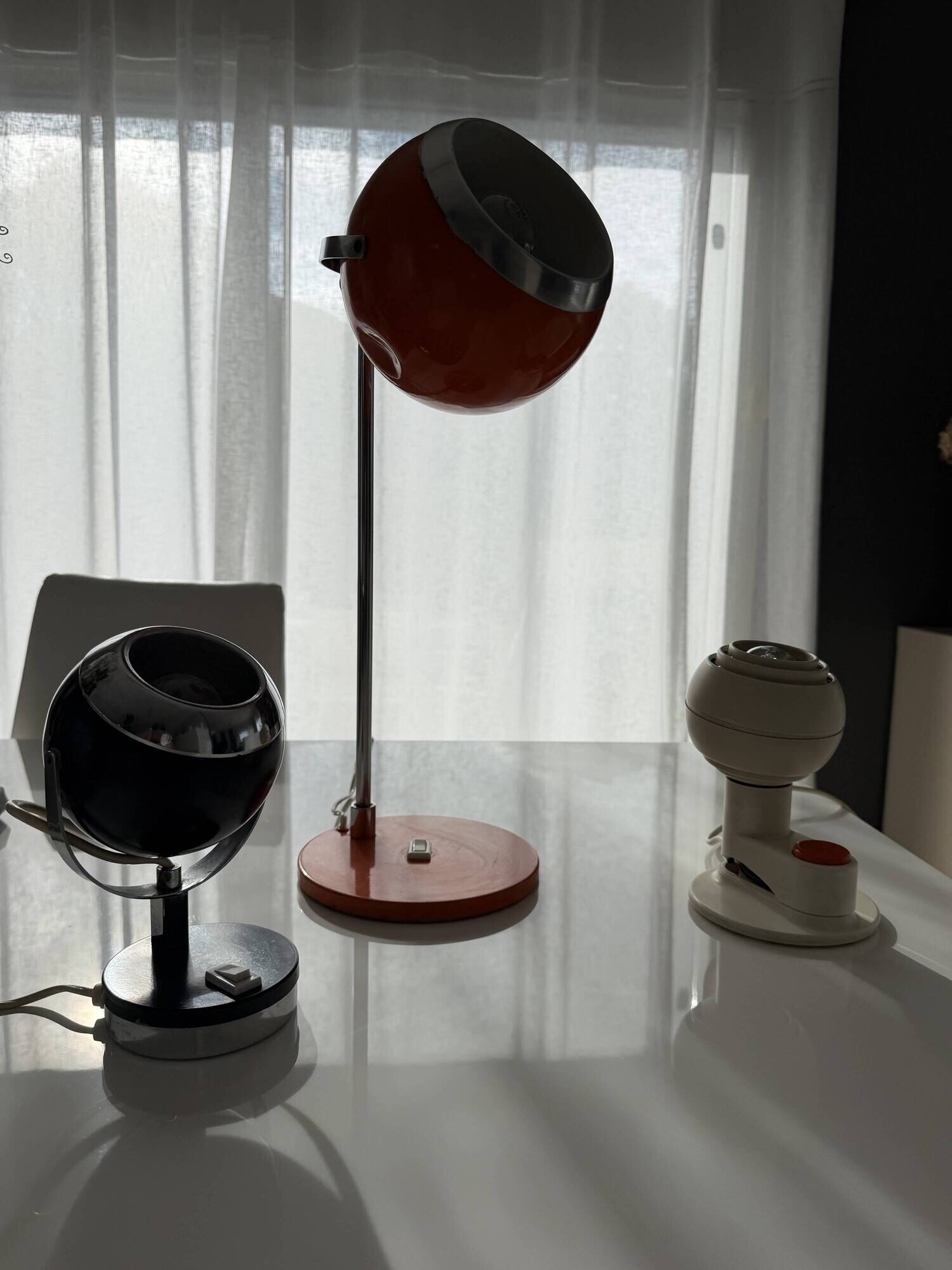 Set of various space-age eyeball lamps.