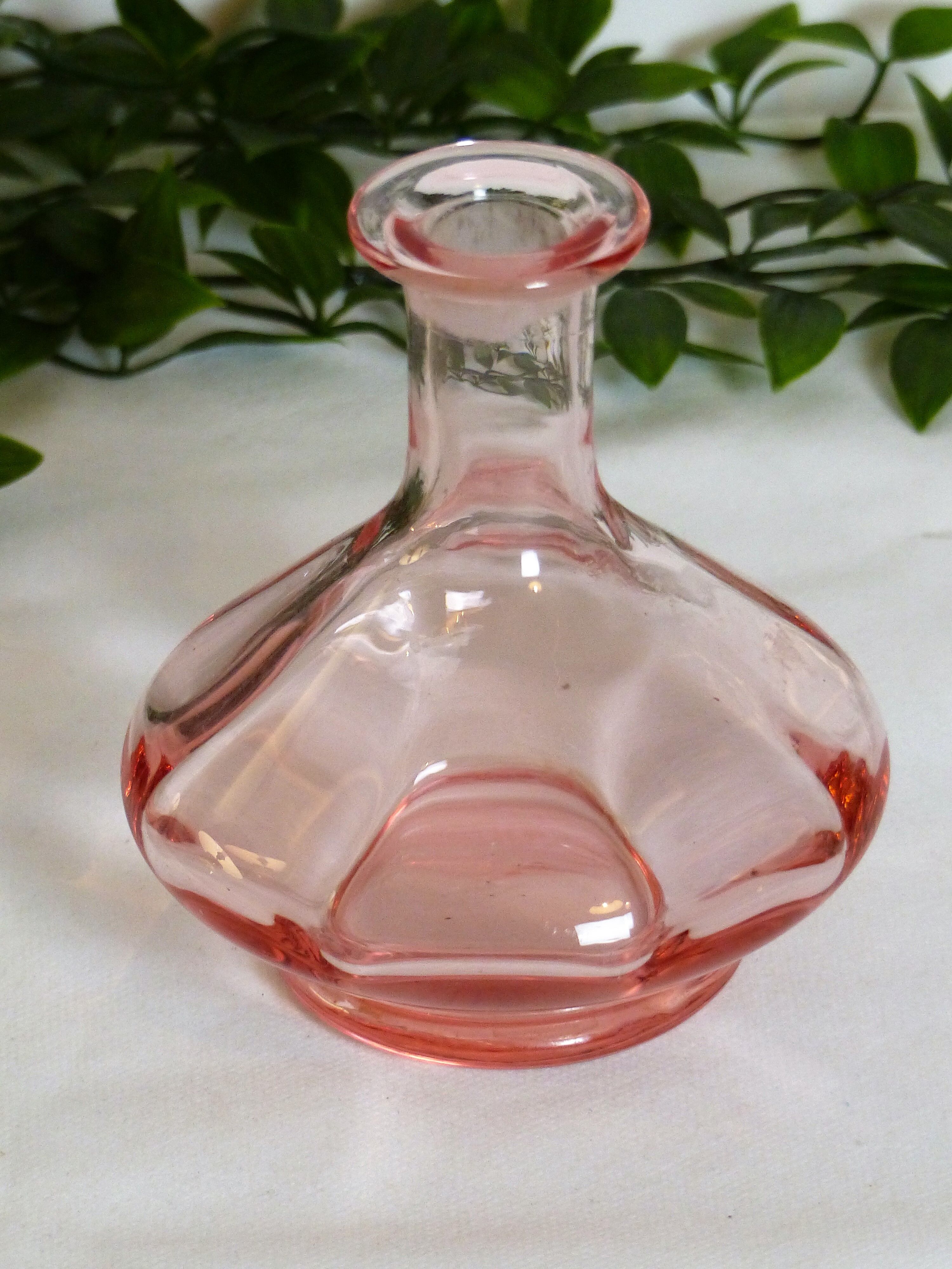 Pink glass bottle