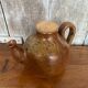 Antique brown beige pyrite stoneware teapot + vintage cork stopper