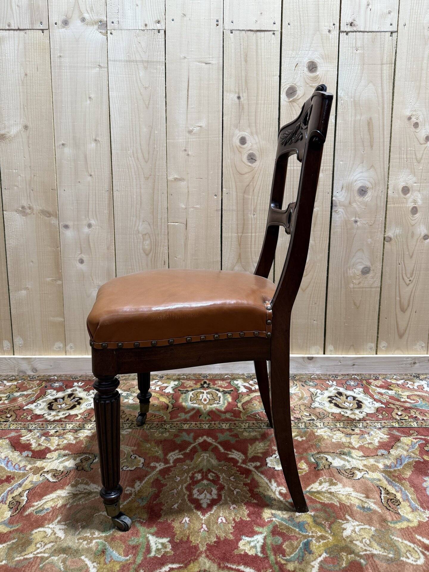 Set of 6 Napoleon III period chairs in mahogany and leather