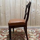 Set of 6 Napoleon III period chairs in mahogany and leather