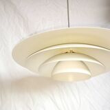 White pendant light, Scandinavian, space age, Poulsen style, 1990.