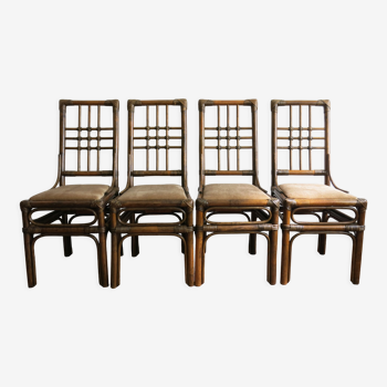 Set of four rattan chairs