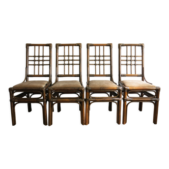 Set of four rattan chairs