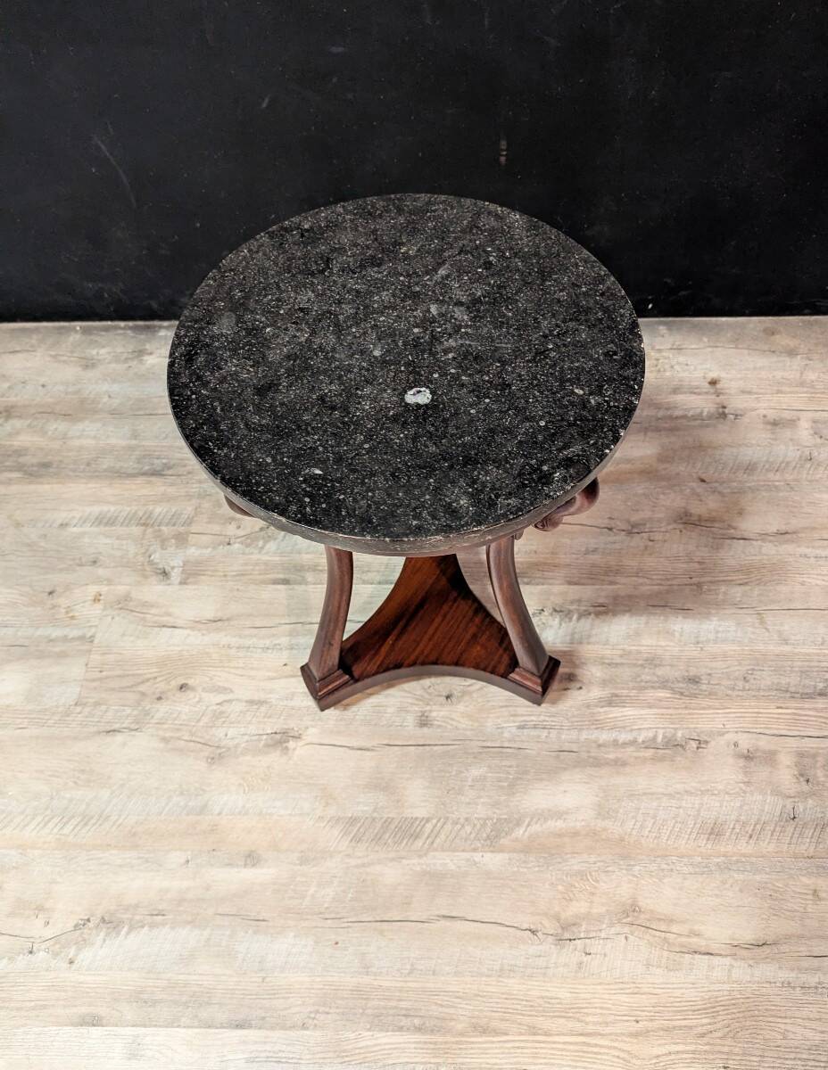 Empire Style Tripod Pedestal Table in Mahogany with Swan Neck Legs