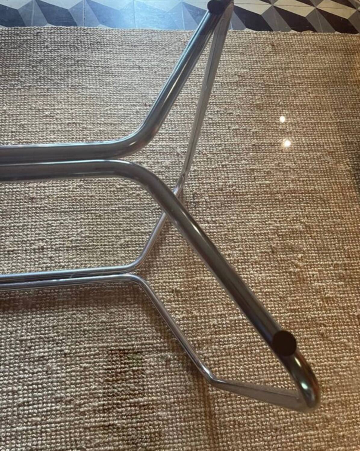 Vintage glass and chrome table