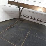 Table basse vintage en acier et cuir