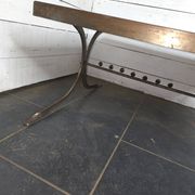 Vintage steel and leather coffee table
