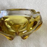 Cendrier vintage en verre bicolore jaune