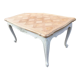 Louis XV style table in cherry wood pickled top and patinated base in light beige