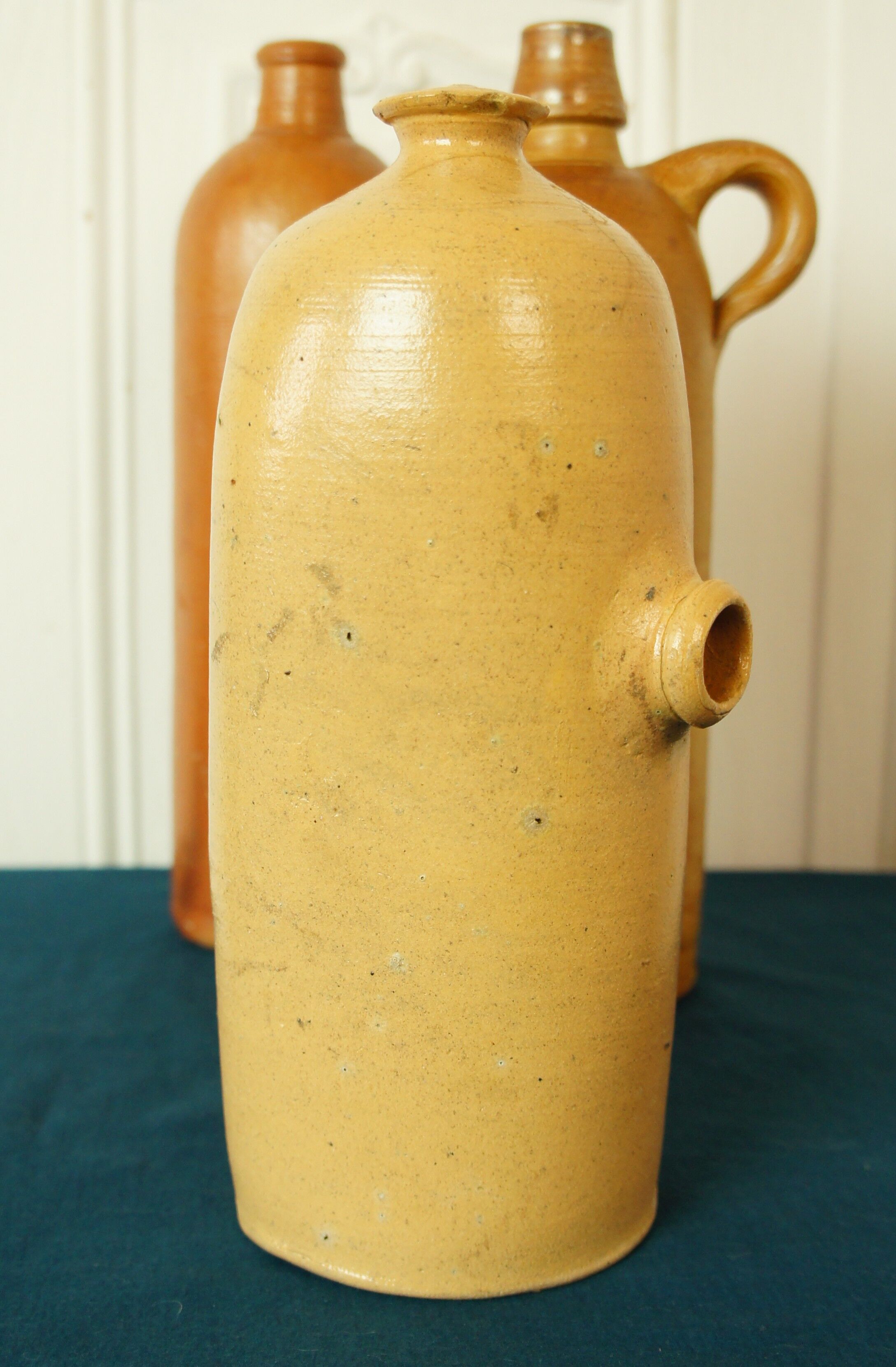 Set of 2 bottles - 1 old terracotta hot water bottle