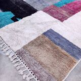 Moroccan Berber rug Boujaad ecru with colorful patterns 412x291cm