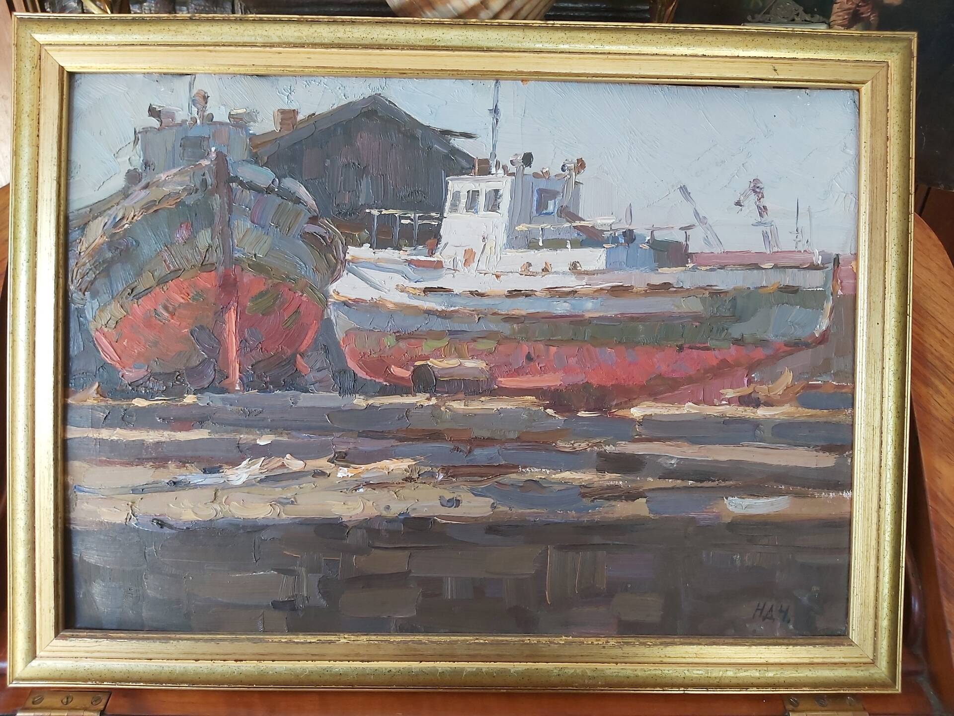 Tableau de vateaux, chantier naval