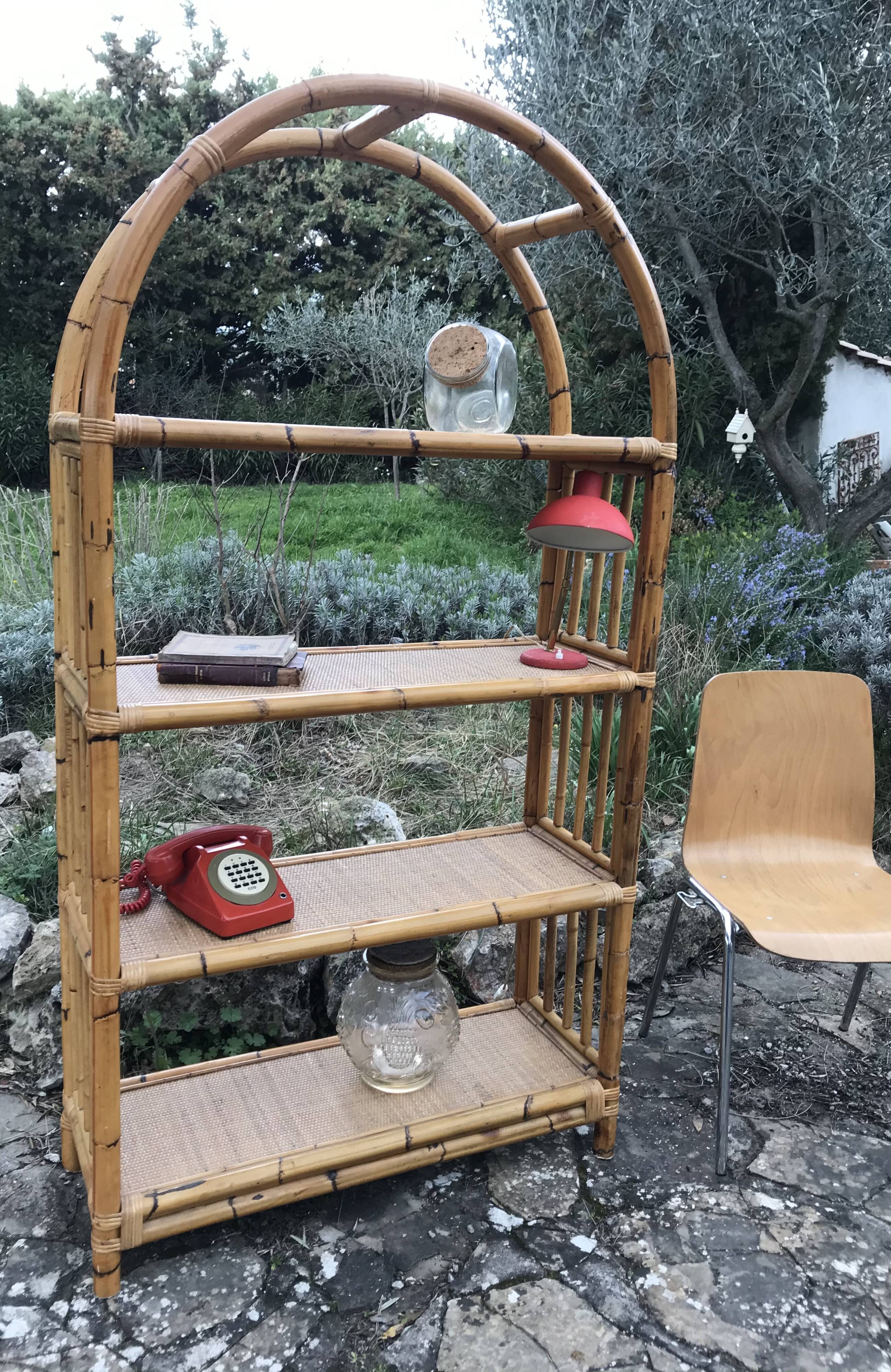 Vintage rattan library