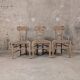 Set of 3 rustic wooden and woven straw chairs