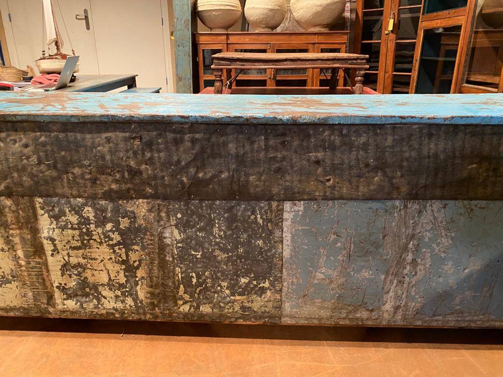 Indian craft furniture in blue lacquered teak