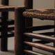 Set of 4 modernist chairs in beech and woven cord, France, circa 1940.