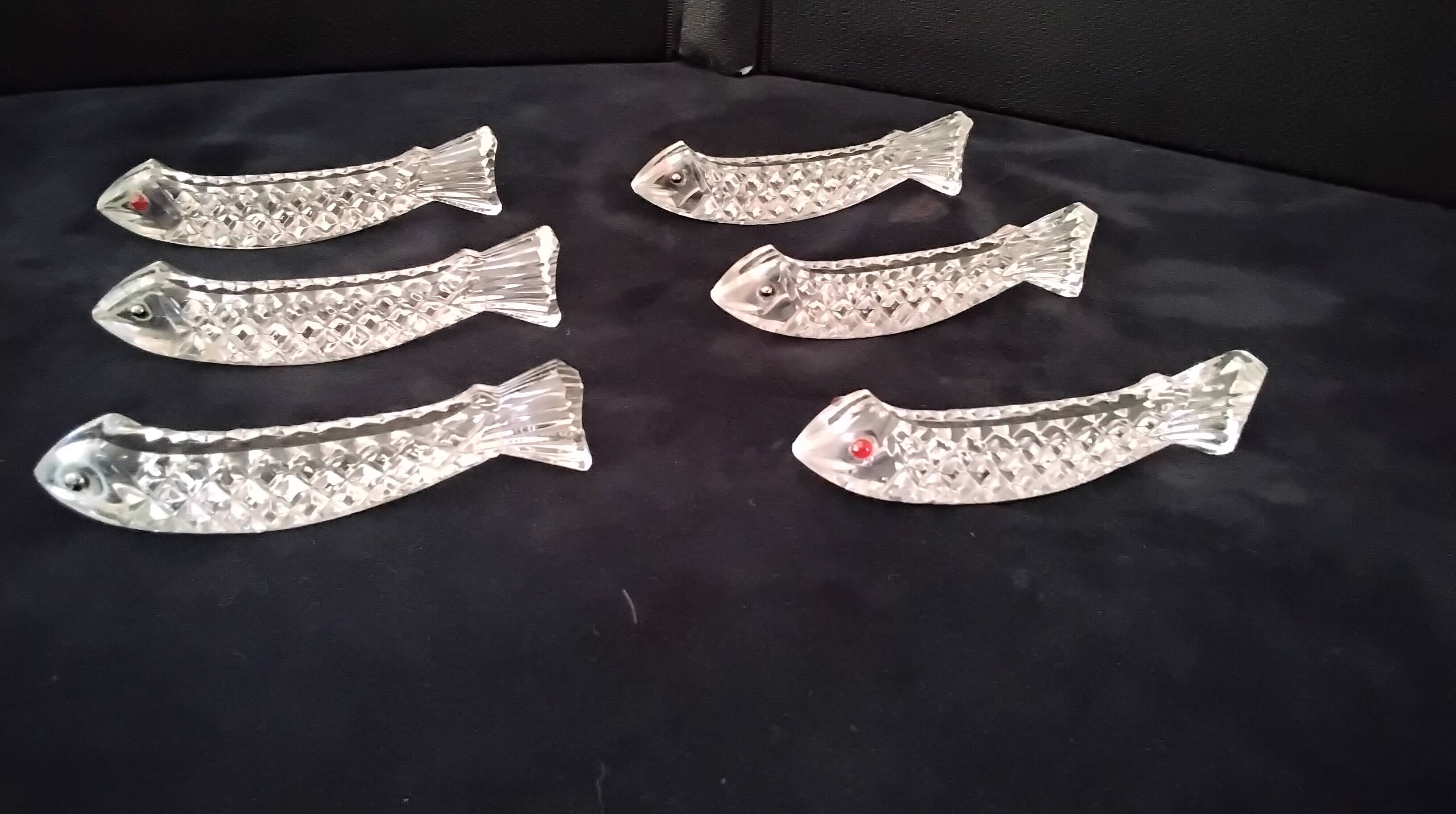6 zoomorphic crystal knife rests