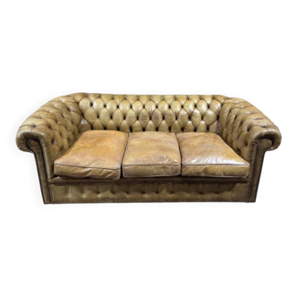 Chesterfield 3-seater leather sofa - 1960s