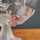 Vintage Frosted Glass Footed Bowl – Relief Decor of Pink Flowers