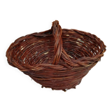 Rare Old handcrafted basket made of cherry branches - peasant folk art